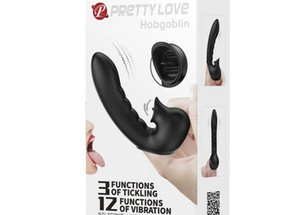 PRETTY LOVE - HOBGOBLIN VIBRIERENDES FINGERHÜLLE 12 VIBRATIONEN + KLITORIS-STIMULATOR SCHWARZ