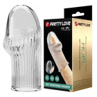 Transparente, gerippte silikon penis sleeve von pretty love für einen dickeren penis