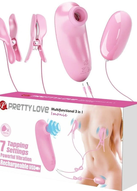 PRETTY LOVE - IMONIE 3-IN-1 MULTIFUNKTIONALES SET MIT SAUGNAPF BRUSTWARZEN UND KLITORIS