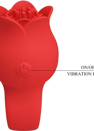 Roter silikon vibrator in rosenform mit an aus vibrationsknopf von pretty love jae rose förmiger fingervibrator 10 vibrationen