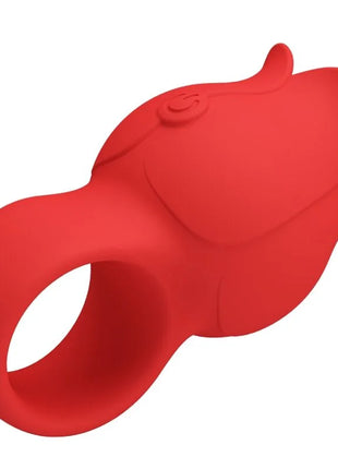 Roter silikonring in rosenform mit lachendem gesicht für jae rose förmiger fingervibrator mit 10 vibrationen