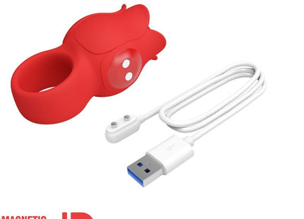 Roter silikon-fingervibrator in mausform mit zwei weißen tasten von pretty love jae rose 10 vibrationen