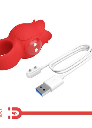 Roter silikon-fingervibrator in mausform mit zwei weißen tasten von pretty love jae rose 10 vibrationen