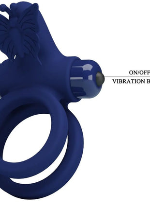 PRETTY LOVE - JAMELE DOPPELRING MIT VIBRATION & SCHMETTERLINGSTIMULATOR BLAU - Penisring mit Vibration