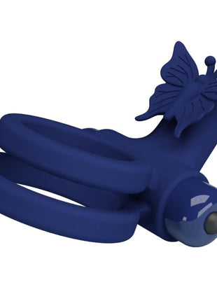 PRETTY LOVE - JAMELE DOPPELRING MIT VIBRATION & SCHMETTERLINGSTIMULATOR BLAU - Penisring mit Vibration