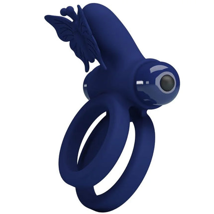 PRETTY LOVE - JAMELE DOPPELRING MIT VIBRATION & SCHMETTERLINGSTIMULATOR BLAU - Penisring mit Vibration