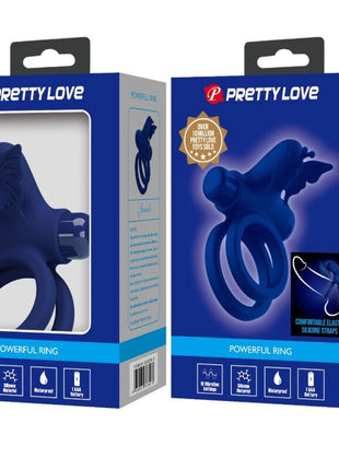 PRETTY LOVE - JAMELE DOPPELRING MIT VIBRATION & SCHMETTERLINGSTIMULATOR BLAU - Penisring mit Vibration