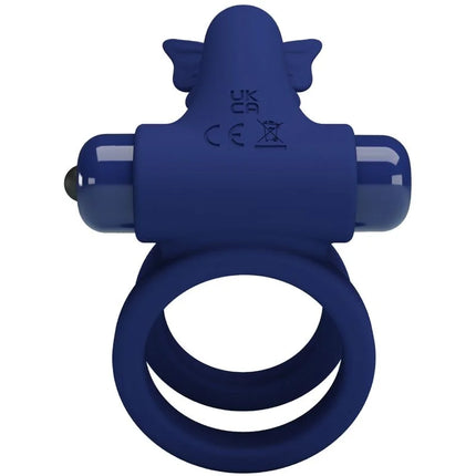 PRETTY LOVE - JAMELE DOPPELRING MIT VIBRATION & SCHMETTERLINGSTIMULATOR BLAU - Penisring mit Vibration