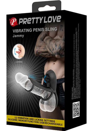 PRETTY LOVE - JAMMY PENIS-HÜLLE 12 VIBRATIONEN MIT WIEDERAUFLADBARER SILIKON-ZUNGE - Penisring für Paare