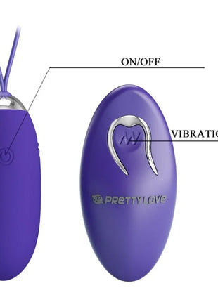 Lila silikon ei-vibrator mit silbernen metallakzenten und marca logo von pretty love jenny youth verletz egg fernbedienung