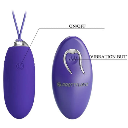 Lila silikon ei-vibrator mit silbernen metallakzenten und marca logo von pretty love jenny youth verletz egg fernbedienung