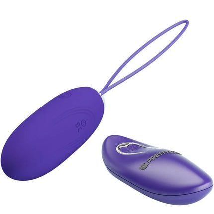 Lila silikon egg vibrator mit fernbedienung und passendem armband in elegantem glossy etui von pretty love