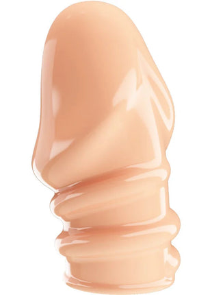 Peachfarbener glänzender silikon penisüberzieher mit realistischer textur und geriffeltem rand von pretty love jeremy natürlicher penisverdicker
