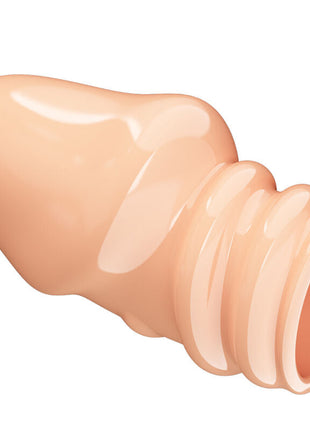 Peachfarbener silikonpenisverdicker pretty love jeremy mit gerippter oberfläche und zugespitztem ende