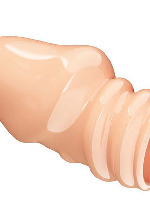 Peachfarbener silikonpenisverdicker pretty love jeremy mit gerippter oberfläche und zugespitztem ende