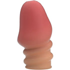 Ein pfirsichfarbener dildo aus silikon mit spitz zulaufendem kopf und geriffeltem sockel von pretty love jeremy penis dicker rosa
