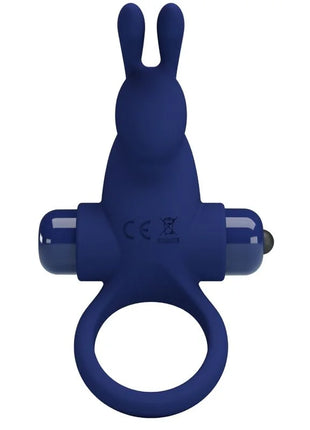 Blauer silikon ring von pretty love in hasenform mit zwei runden ohren und zentralem bedientaster mit vibration