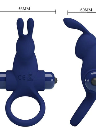 Blauer silikonring in hasenform mit strukturierter oberfläche und glatten ohren von pretty love mit vibration