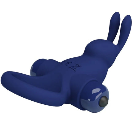 Blauer silikon vibrator von pretty love in hasenform mit glänzendem finish und abgerundeten ohren