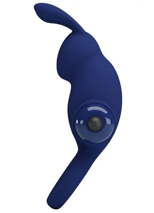 Blauer silikon vibrator von pretty love in hasenform mit vibrationsfunktion und seitlichem runden bedienknopf