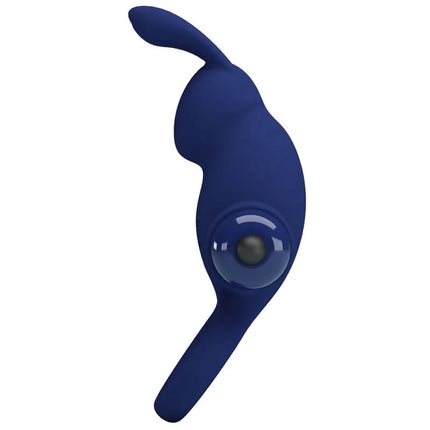 Blauer silikon vibrator von pretty love in hasenform mit vibrationsfunktion und seitlichem runden bedienknopf