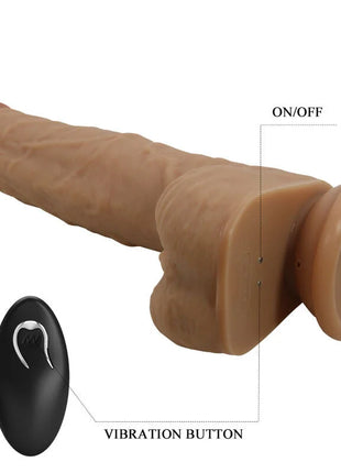Tan silikon dildo mit schwarzer fernbedienung und 3 vibrationen von pretty love 21 cm lang
