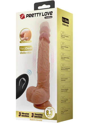 Pretty love jonathan silikondildo in pfirsichfarben mit 3 vibrations- und 3 einführmaßnahmen funktionen aus realistischer silikonoberfläche