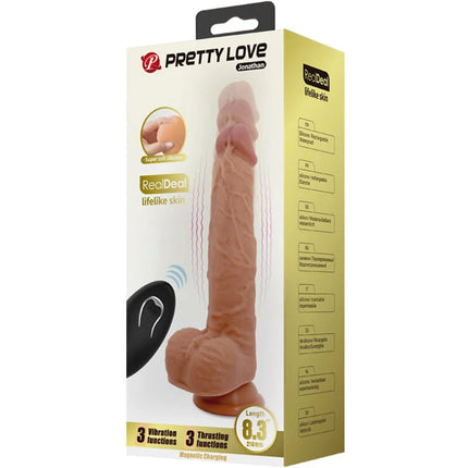 Pretty love jonathan silikondildo in pfirsichfarben mit 3 vibrations- und 3 einführmaßnahmen funktionen aus realistischer silikonoberfläche