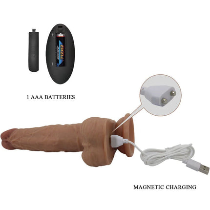 Tan silikon dildo von pretty love jonathan mit magnetischem usb-ladeanschluss und enthaltenen aaa-batterien