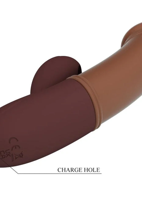 Brauner silicone pretty love kane g-spot vibrator und sauger mit matter oberfläche und ladeöffnung an der basis