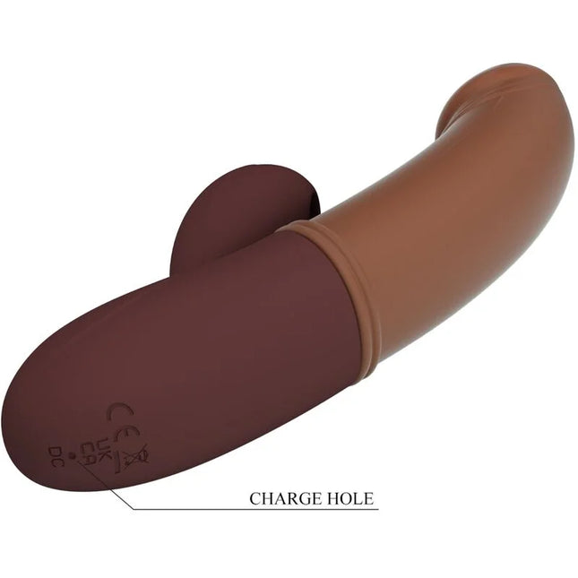 Brauner silicone pretty love kane g-spot vibrator und sauger mit matter oberfläche und ladeöffnung an der basis