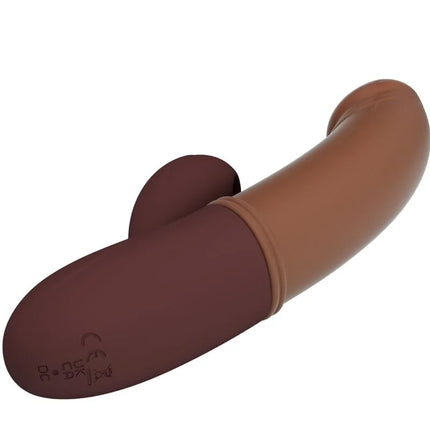 Brauner silikon-pretty love kane g-spot vibrator und sauger mit gebogenem design und abgerundetem kopf