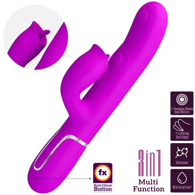 PRETTY LOVE - KANINCHENVIBRATOR MIT LECKENDEM FUCHSIA - Rabbit-Vibratoren