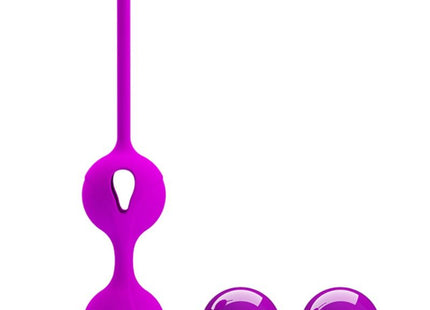 Vibrante violette silikonkugeln mit langem griff und zwei kugeln für kegelyübungen von pretty love