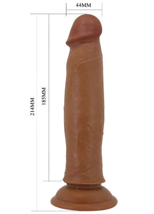 Tanfarbener realistischer silikon dildo keon von pretty love mit abgerundetem kopf und erweitertem sockel 21 cm