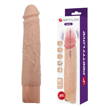 Beige silikon kessler realistischer vibrationsdildo von pretty love mit 10 vibrationsmodi und 22 cm länge