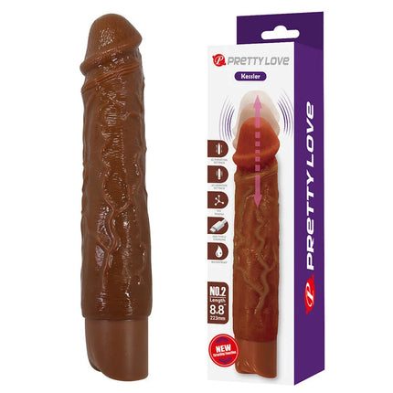 Brauner silicone kessler realistischer vibrationsdildo von pretty love mit realistischer struktur und ungefähre länge 22 cm
