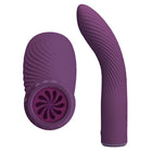 Lila silikon vibrator pretty love mit gerippter oberfläche und wirbelmuster am runden grundstück