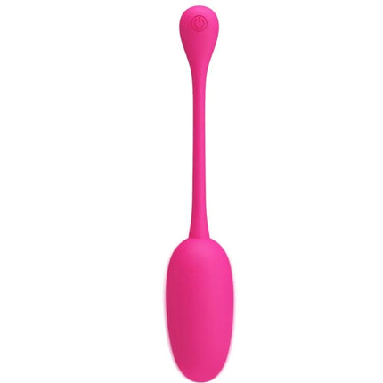 Vibrations-ei knucker pink von pretty love aus silikon mit schlankem griff und power-knopf oben in vibrantem rosa