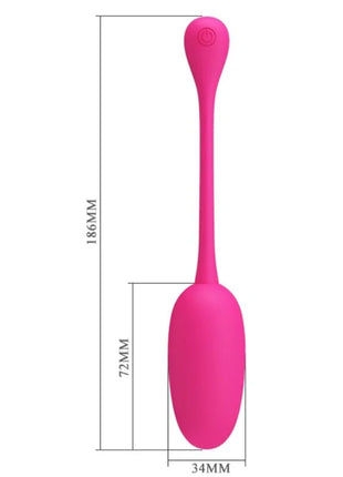 Ein leuchtend pinkes, schlank gestaltetes silikonvibrations-ei mit power-taste oben von Pretty Love Knucker