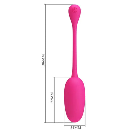 Ein leuchtend pinkes, schlank gestaltetes silikonvibrations-ei mit power-taste oben von Pretty Love Knucker