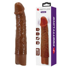 Brauner silicon leonardo realistic vibrator von pretty love mit realistischer struktur und konischem design, 20 cm lang