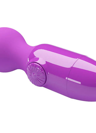 Lila mini persönlicher massager von pretty love mit lila silikonhülle, rundem kopf und strukturiertem steuerknopf