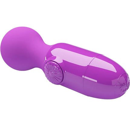 Lila mini persönlicher massager von pretty love mit lila silikonhülle, rundem kopf und strukturiertem steuerknopf