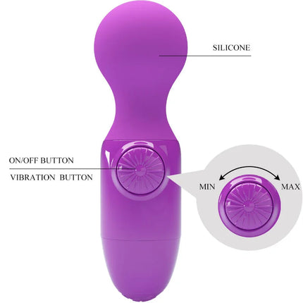 Pretty love lila mini persönlicher massager lila silikon vibrator mit abgerundetem kopf und zwei steuerungstasten