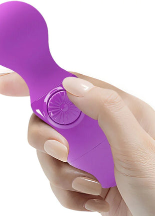Pretty love lila mini persönlicher massager silikon vibrierender zauberstab in lila mit rundem steuerknopf