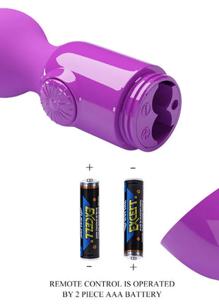 Lila mini persönlicher massager von pretty love aus silikon mit abnehmbarem kappe und zwei aaa batterien