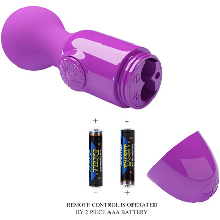 Lila mini persönlicher massager von pretty love aus silikon mit abnehmbarem kappe und zwei aaa batterien