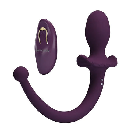 Pretty love lioea vibrating tail analplug in lila silikon mit 12 funktionen und fernbedienung mit goldlogo