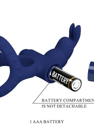 PRETTY LOVE - LUCHITO DOPPELVIBRIERENDER RING KANINCHEN BLAU - Penisring mit Vibration
